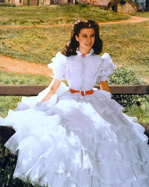 Vivien Leigh Scarlett O'Hara White Ruffled Dress Gone With The Wind 